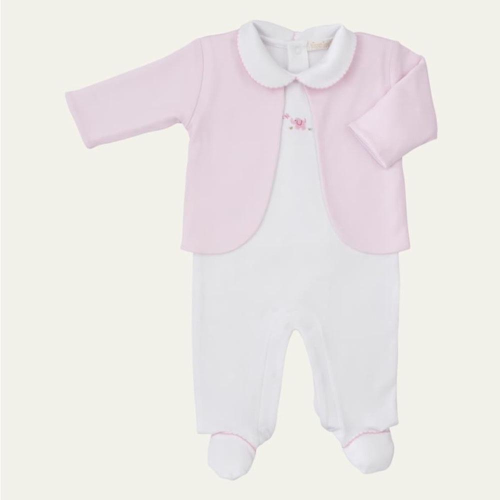 Kissy Kissy Pink and White Footie One Piece
